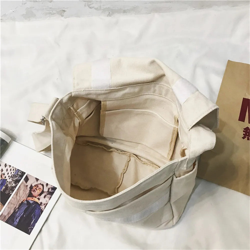Large Capacity Canvas Shoulder Bag Women Student School Bags