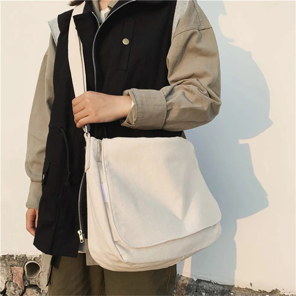 Large Capacity Canvas Shoulder Bag Women Student School Bags