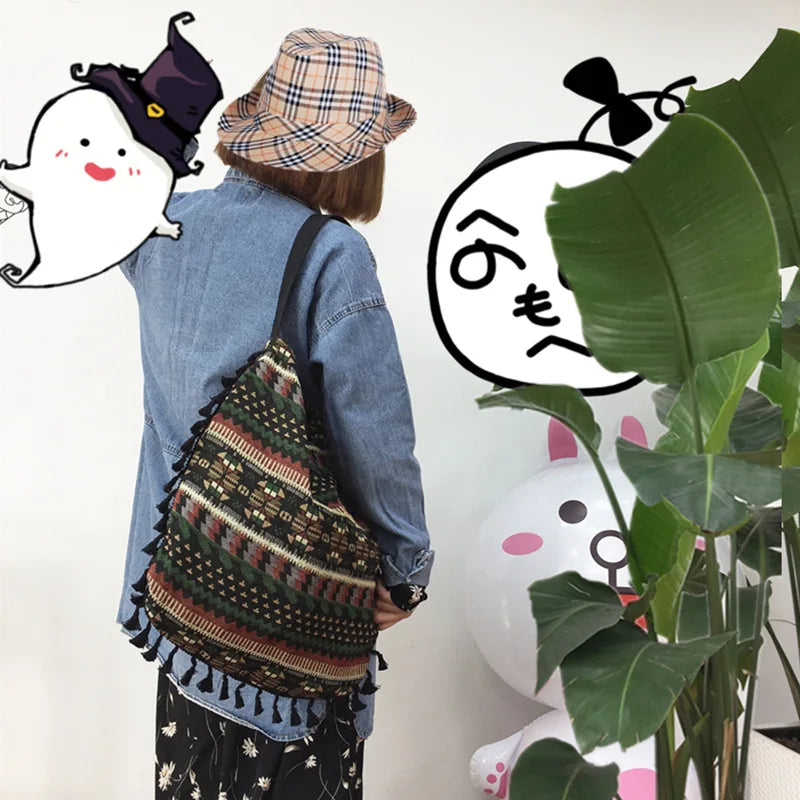 Boho Fringe Bag Ethnic Shoulder Underarm Purse Handbag