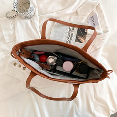 Large Capacity Leather Tote Bag for Women Printed Pattern Ladies Shoulder Bag
