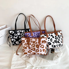 Large Capacity Leather Tote Bag for Women Printed Pattern Ladies Shoulder Bag