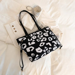 Large Capacity Leather Tote Bag for Women Printed Pattern Ladies Shoulder Bag