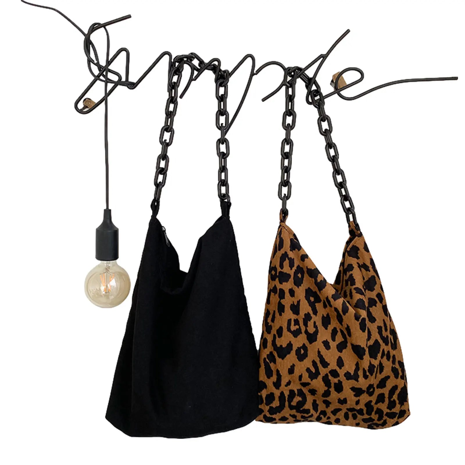 Leopard Handbag Women Female Zipper Storage Bag with Chain Strap