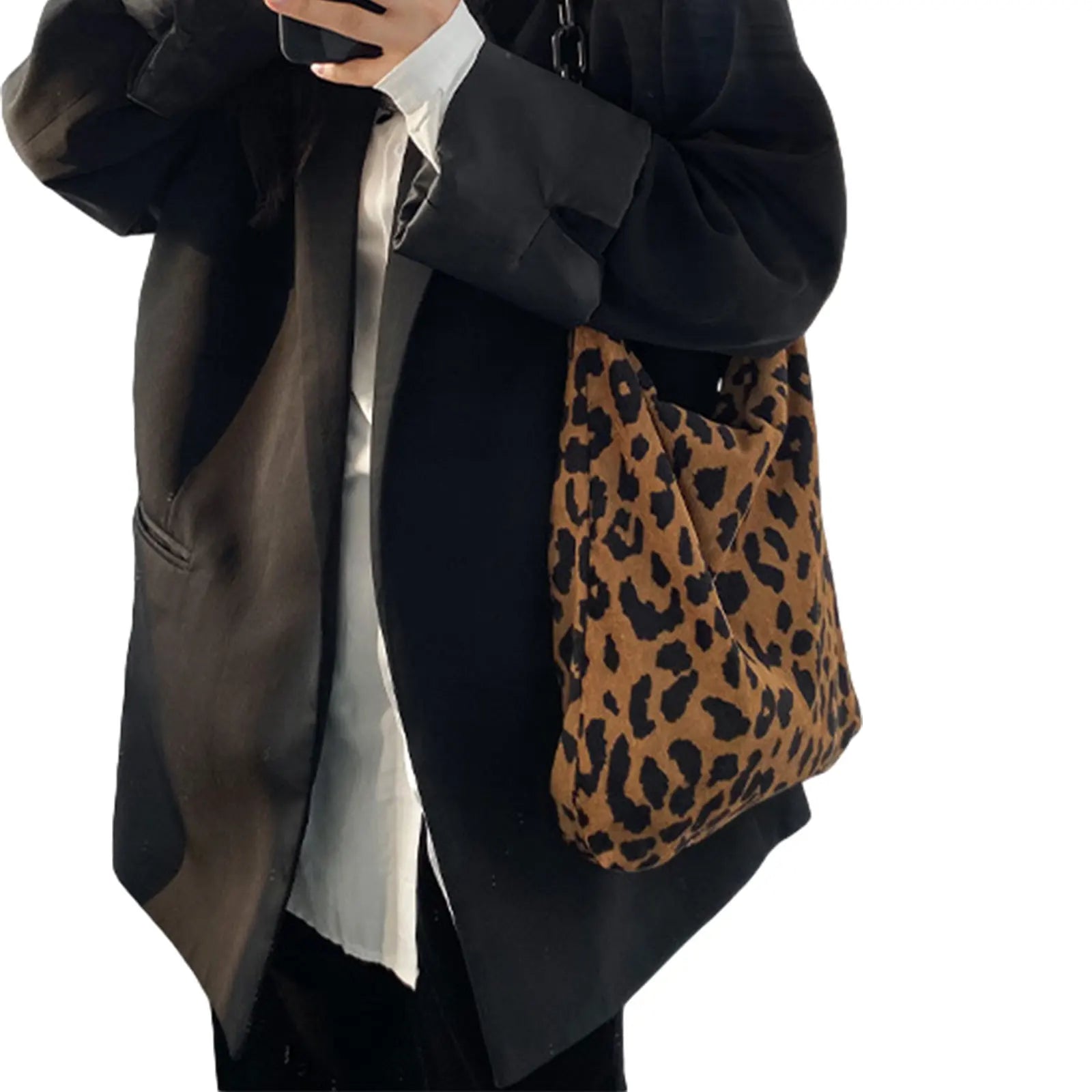 Leopard Handbag Women Female Zipper Storage Bag with Chain Strap
