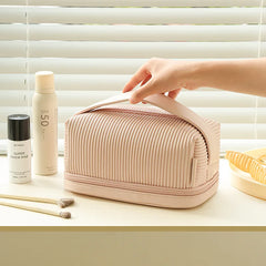 Large-Capacity Leather Makeup Bag Women Multifunction Toiletries Organizer