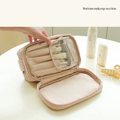 Large-Capacity Leather Makeup Bag Women Multifunction Toiletries Organizer