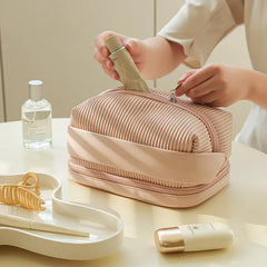 Large-Capacity Leather Makeup Bag Women Multifunction Toiletries Organizer