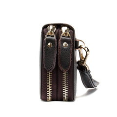 Large Capacity Men's Wallet Double Zipper Vintage Leather Clutch Wallets