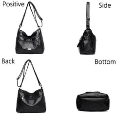 Retro Shoulder Bag Multi-Pocket Handbag Solid Color