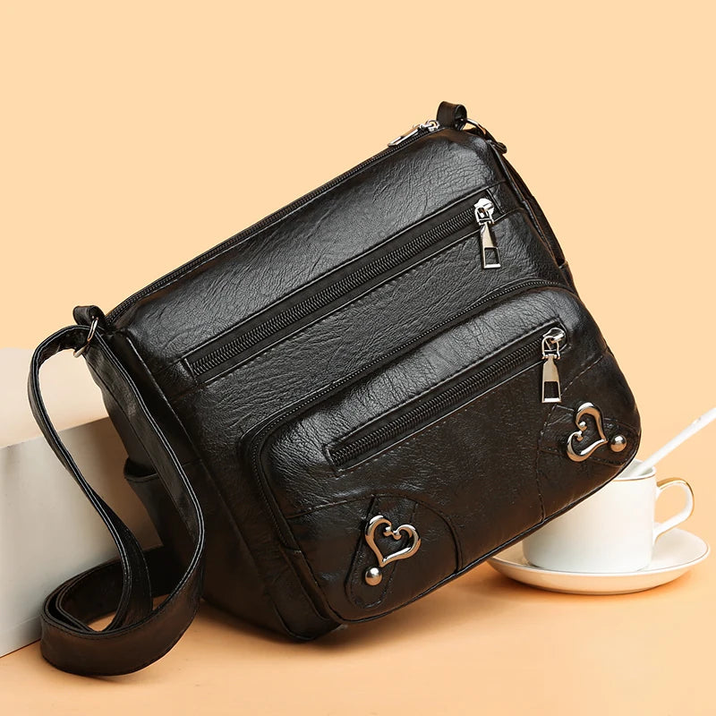 Vintage Leather Women's Shoulder Bag Large Capacity Ladies Totes