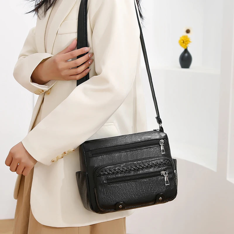 Vintage Leather Women's Shoulder Bag Large Capacity Ladies Totes