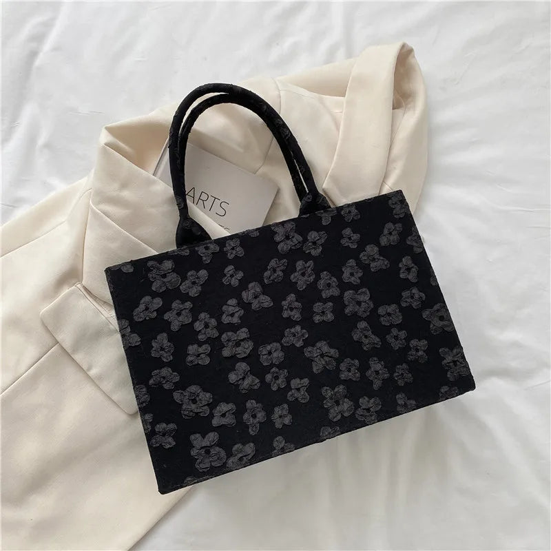 Lace Jacquard Shoulder Bag - Large Capacity Casual Tote