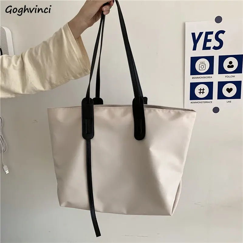 Large Nylon Shoulder Bags Waterproof Top-handle Totes for Women