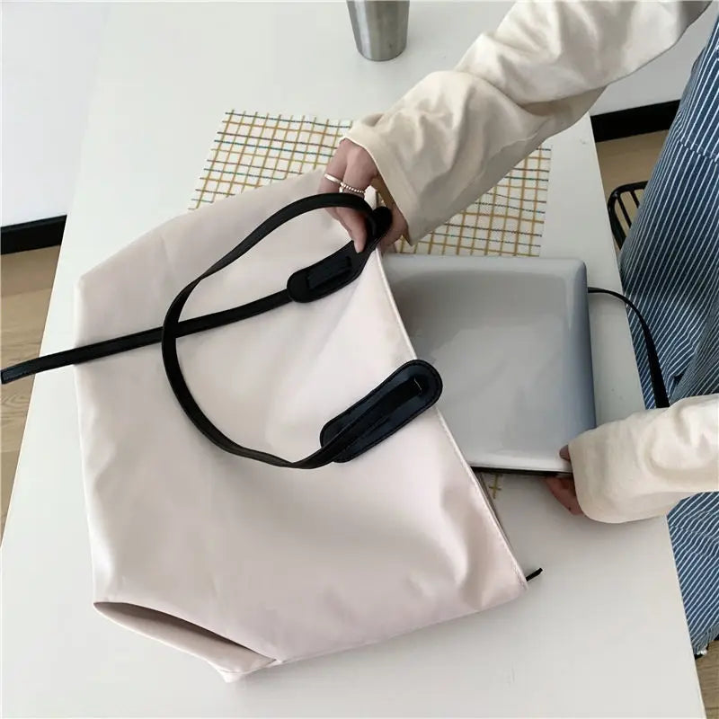 Large Nylon Shoulder Bags Waterproof Top-handle Totes for Women