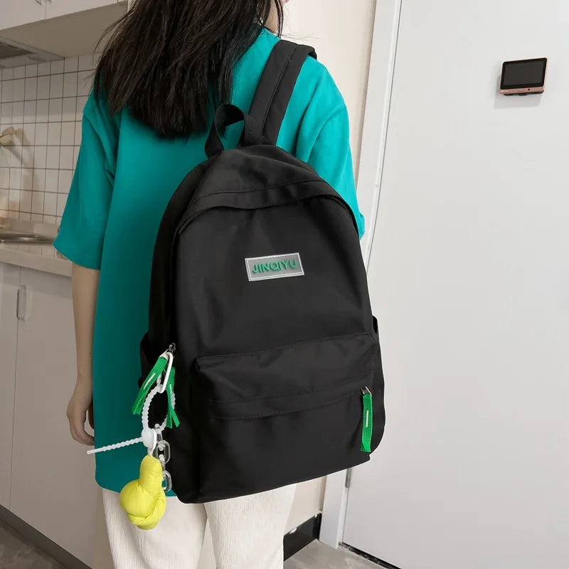 Nylon Women Backpack School Bag for Teenage Girls Casual Bookbag Mochila