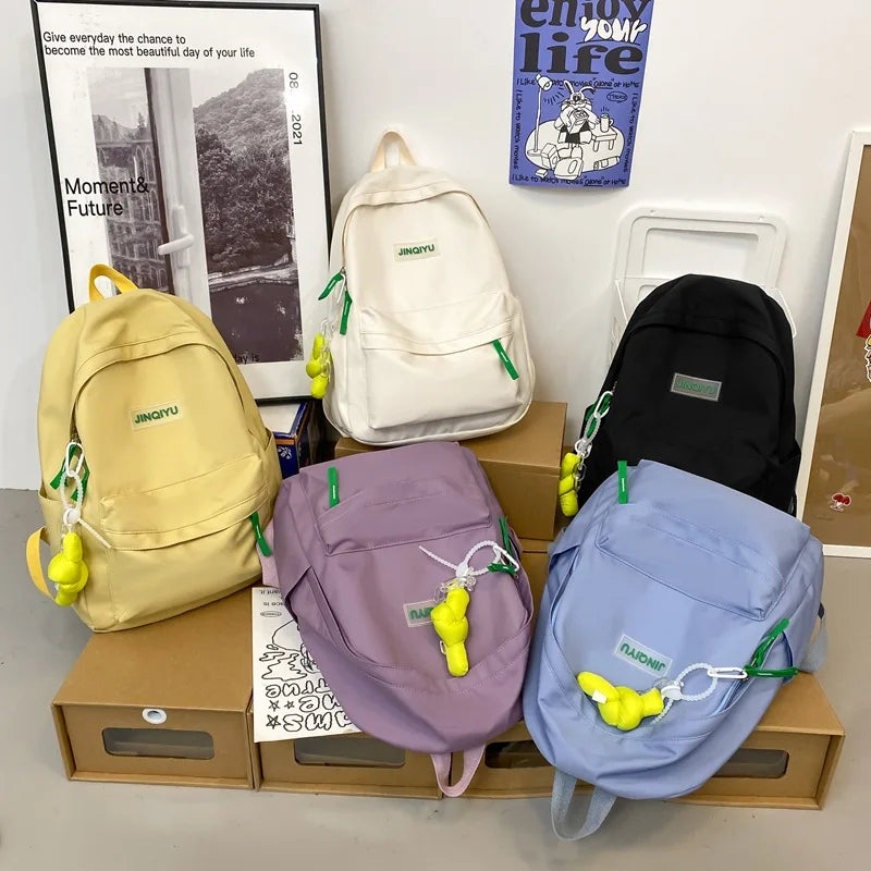 Nylon Women Backpack School Bag for Teenage Girls Casual Bookbag Mochila