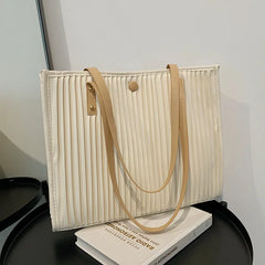 Large Capacity PU Bag Women's Portable Shoulder Bag Commuter Tote Bag