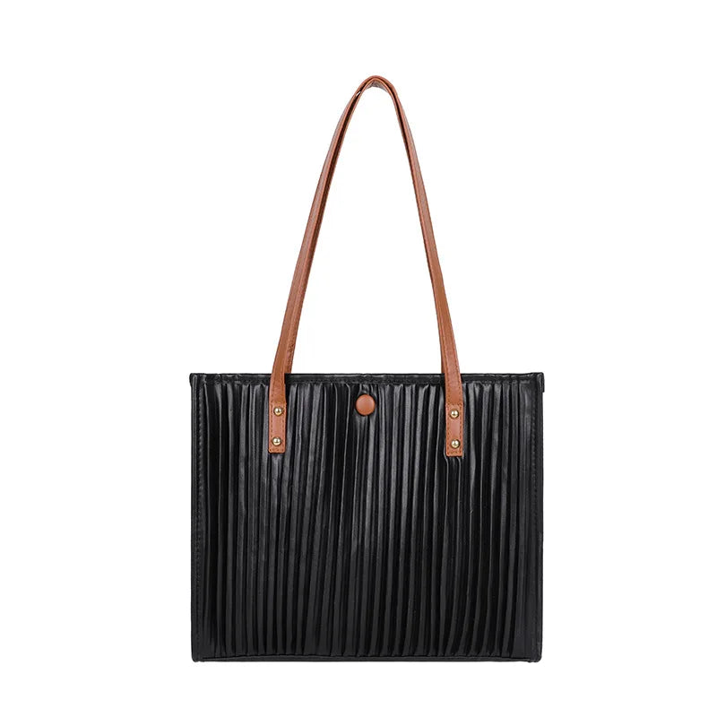 Large Capacity PU Bag Women's Portable Shoulder Bag Commuter Tote Bag