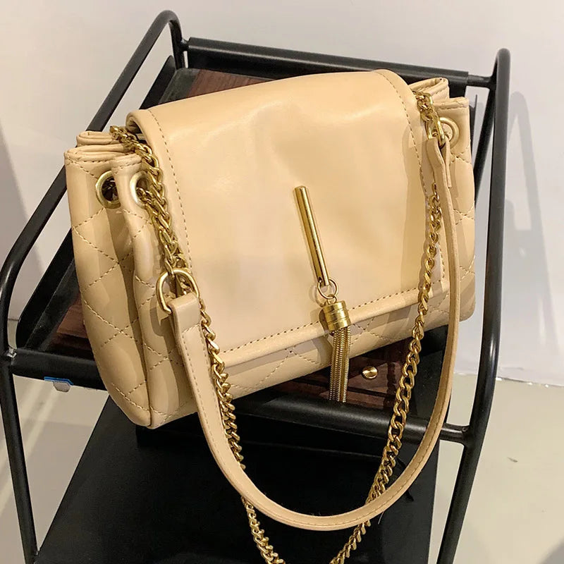 Large Capacity PU Leather Ladies Shoulder Bags Tassel Women's Crossbody Bag