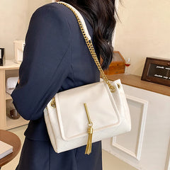 Large Capacity PU Leather Ladies Shoulder Bags Tassel Women's Crossbody Bag