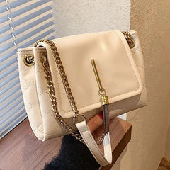 Large Capacity PU Leather Ladies Shoulder Bags Tassel Women's Crossbody Bag