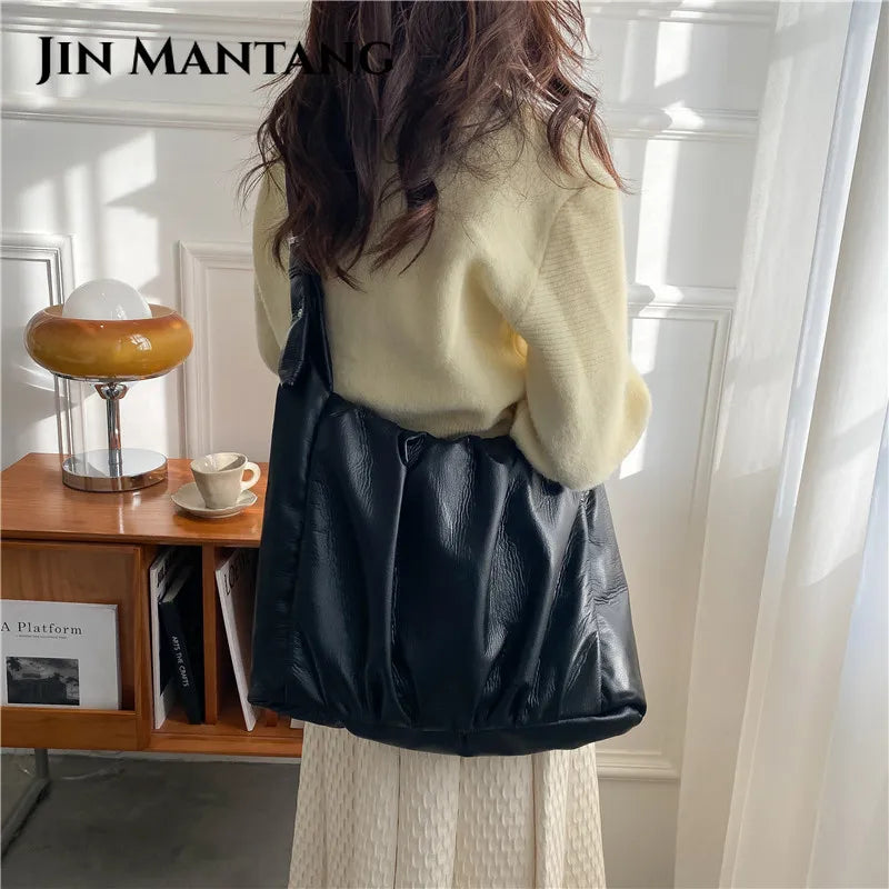 Large Capacity PU Leather Tote Bag for Women Autumn Winter Handbag