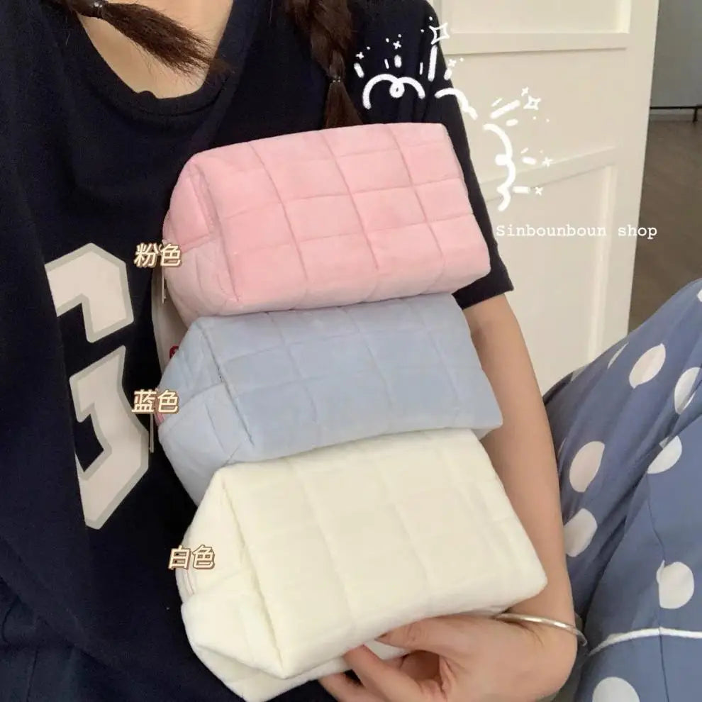 Plush Cosmetic Storage Bag Makeup Organizer Handbag Stationery Pencil Case