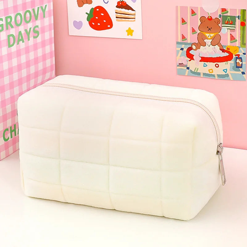 Large Plush Cosmetic Storage Bag Makeup Organizer Handbag Pencil Case