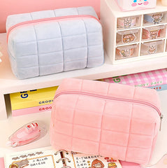 Large Plush Cosmetic Storage Bag Makeup Organizer Handbag Pencil Case
