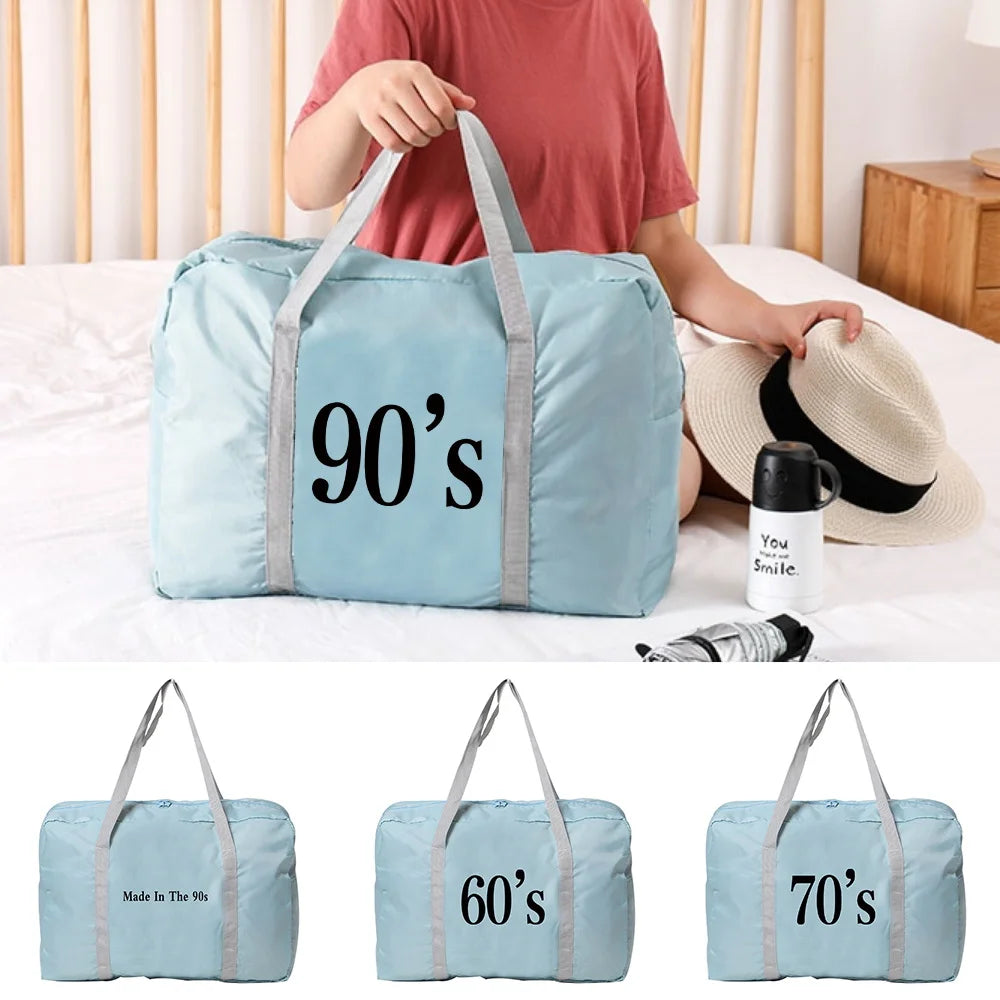 Large Capacity Portable Luggage Bag Years Print Travel Bag Unisex