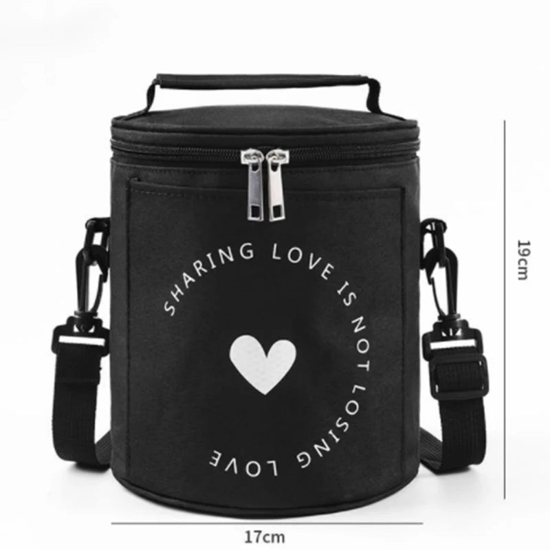 Large-Capacity Portable Lunch Bag Insulation Bag Round Barrel Aluminum Foil