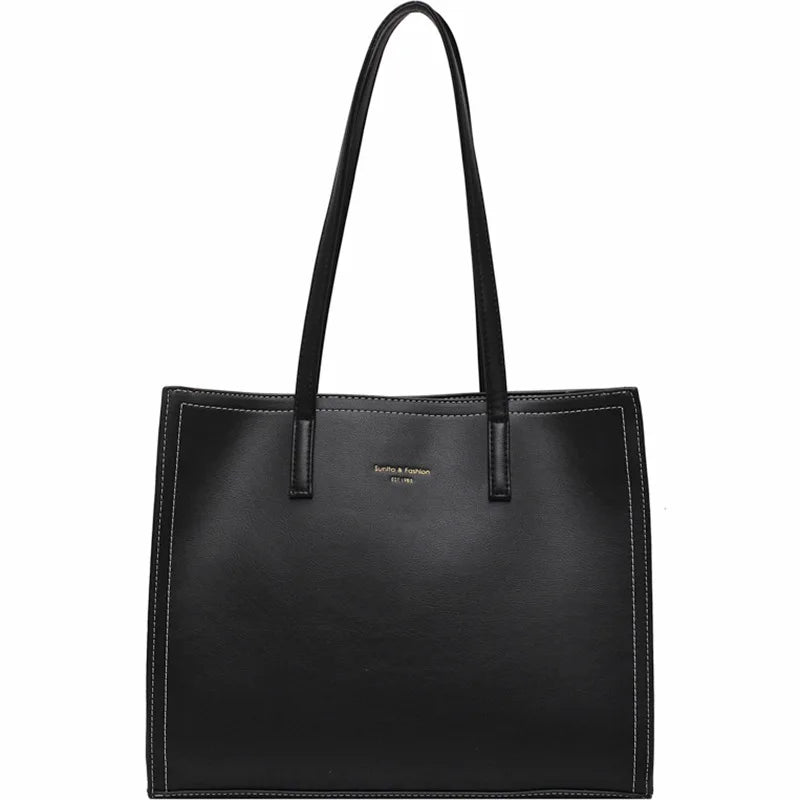 Women's Large Capacity Leather Top-Handle Handbag
