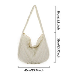 Quilted Tote Bag Lightweight Winter Warm Down Cotton Padded Shoulder