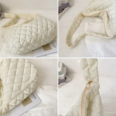 Quilted Tote Bag Lightweight Winter Warm Down Cotton Padded Shoulder