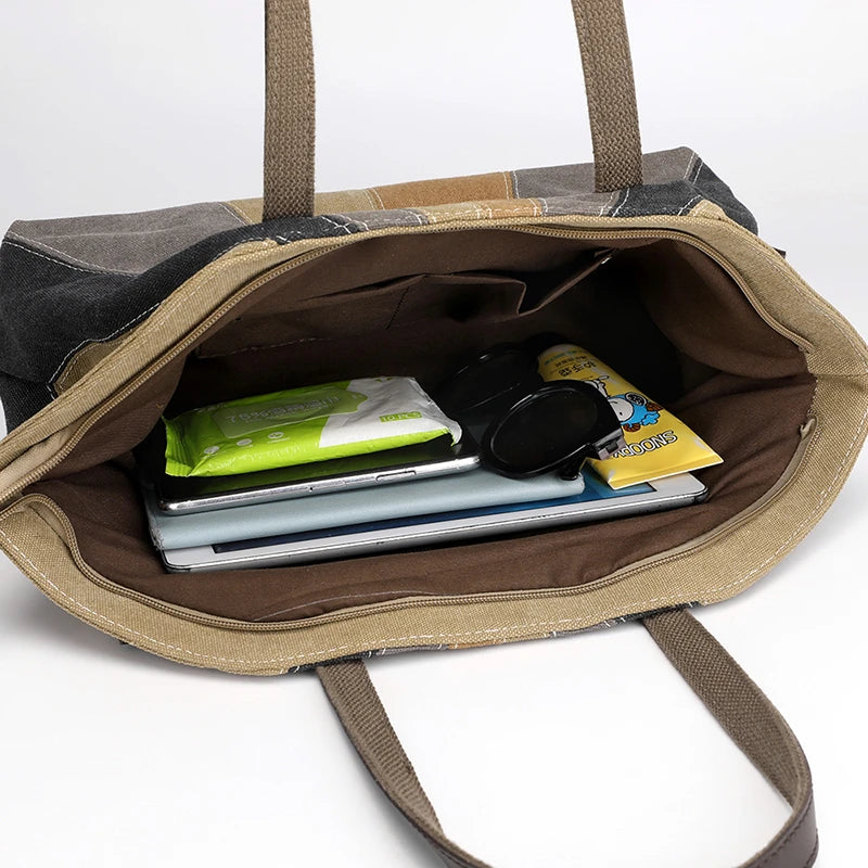 Large Capacity Shoulder Bag Soft Fashionable Canvas Handbags
