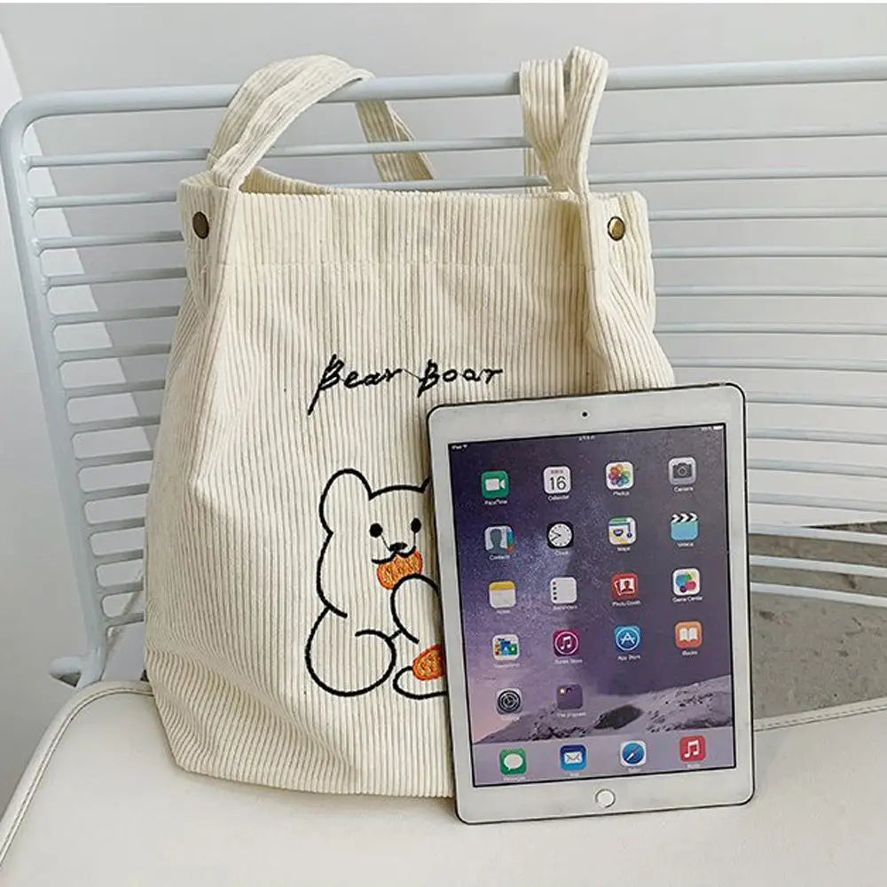 Large-Capacity Embroidery Shopper Tote Handbag