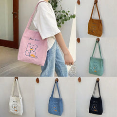 Large-Capacity Embroidery Shopper Tote Handbag