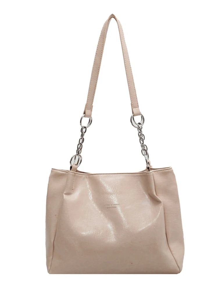 Large Capacity Shopper Tote Bag Casual PU Leather Crossbody Bag