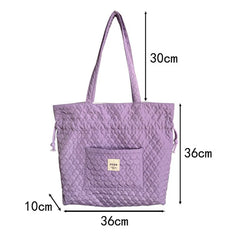 Large Capacity Shopping Bag Women Solid Drawstring Foldable Shoulder Bags