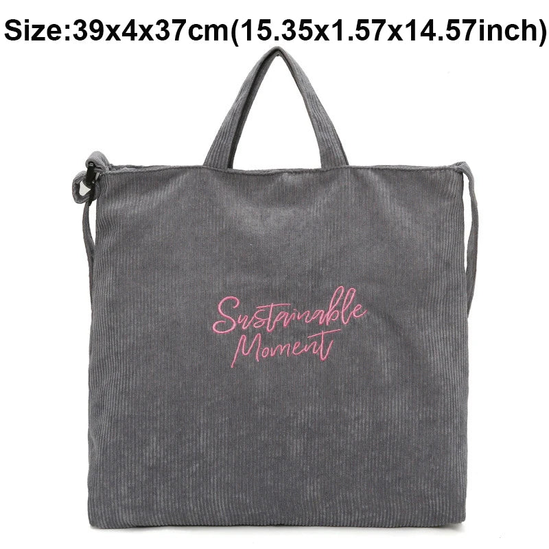 Corduroy Handbag Large Capacity Tote Bag for Women