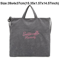 Corduroy Handbag Large Capacity Tote Bag for Women