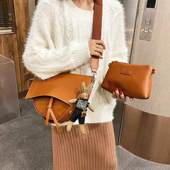 Large Capacity Shoulder Bags For Women Flap Tote Bags Crossbody Pack Leather