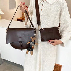 Large Capacity Shoulder Bags For Women Flap Tote Bags Crossbody Pack Leather