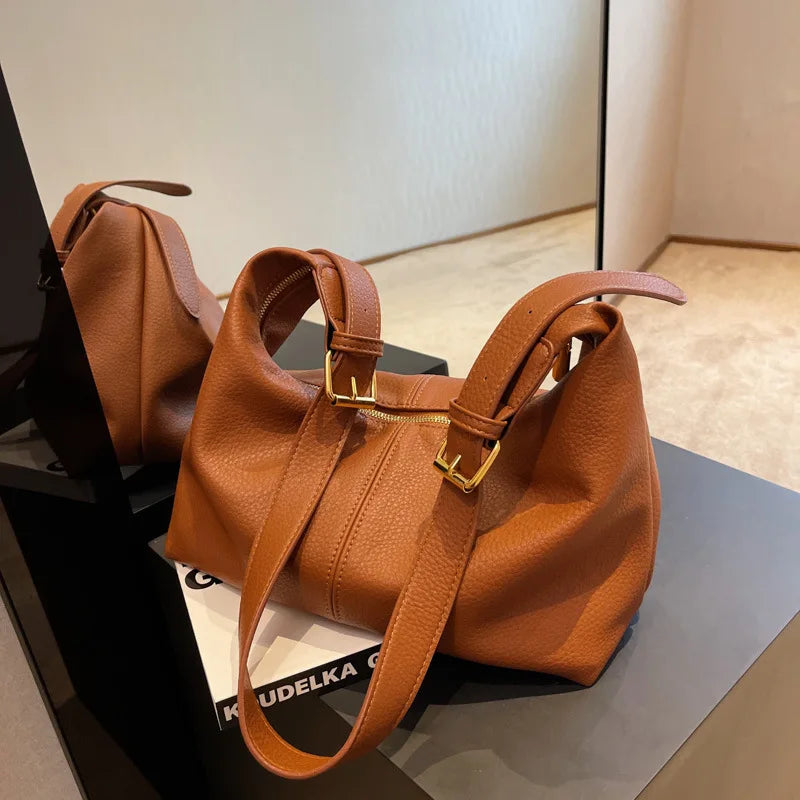 Western Style PU Leather Shoulder Bag Large Capacity Tote Bag