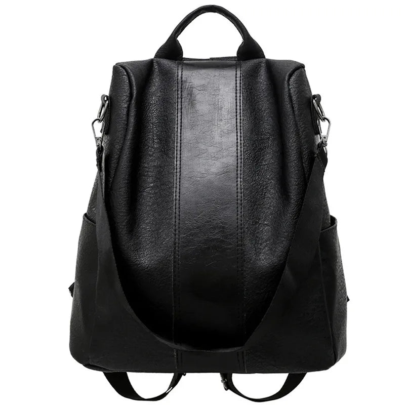 Large Capacity School Backpack for Teenage Girl PU Leather Travel