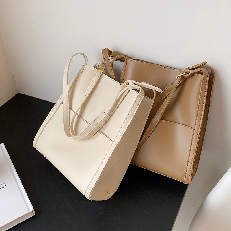 Large-Capacity Shoulder Bags Women PU All-Match Retro High-Quality Commuter Bags