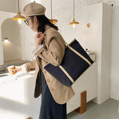 Large Capacity Shoulder Bags Women All Match Canvas Casual Totes Preppy Streetwe