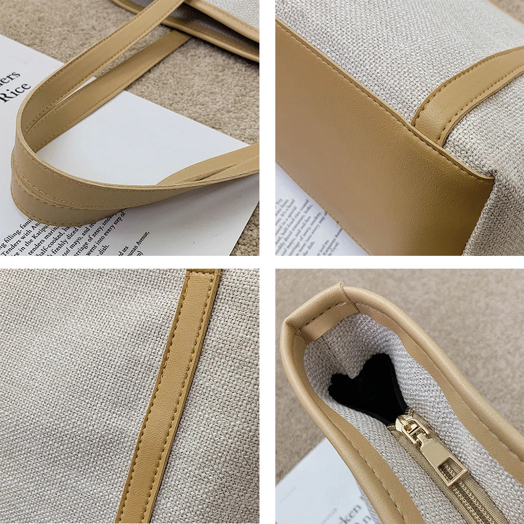 Large Capacity Shoulder Bags Women All Match Canvas Casual Totes Preppy Streetwe