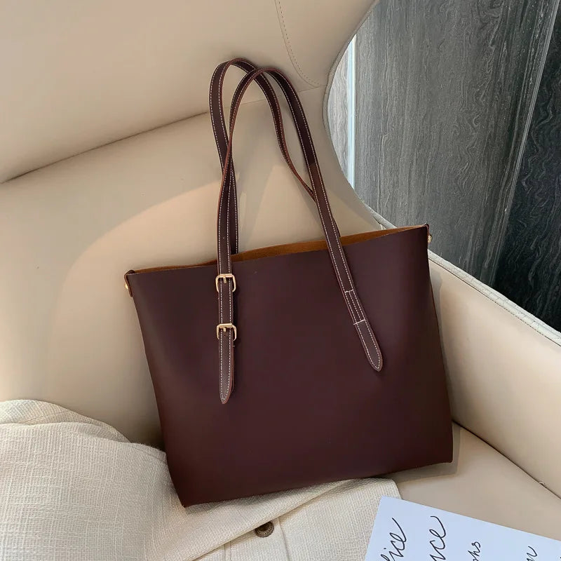 Large Capacity Shoulder Bags Women PU Leather Office Ladies Business Tote Bag