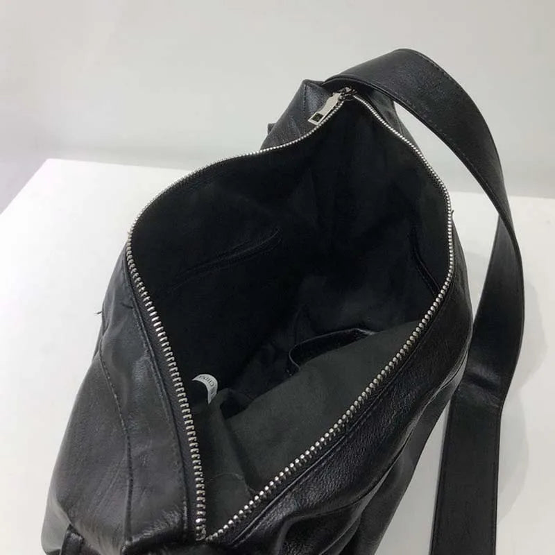 Large Capacity Shoulder Bags Women PU Leather Soft Solid Side-pockets Harajuku S